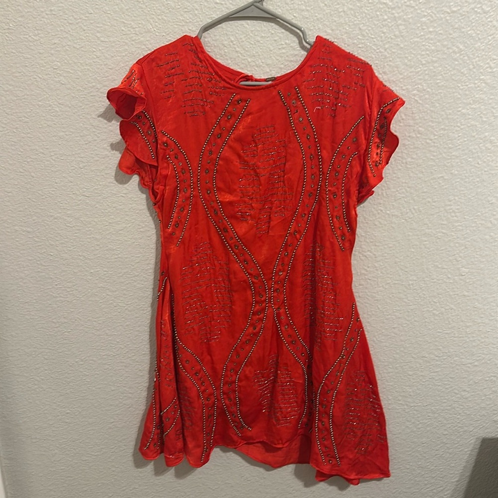 Red velvet Free People dress. Size XS